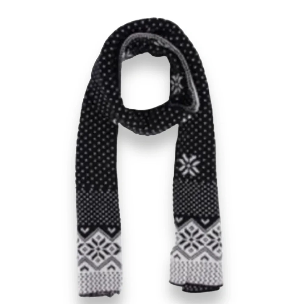Simplicity Oversized Knit Scarf Wide Fair-Isle Long Winter Wrap Black an…